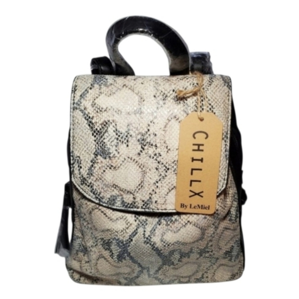 Python Snake Pattern Backpack Purse by Le Miel - Picture 5 of 6